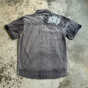 Vintage SMP Casual Shirt Men Small Faded Black Striped Cotton Skater Goth Grunge - Bild 1 von 19