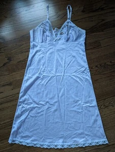 Vintage 80s Slip Dress ANTRON Nylon Full 34 VTG USA VTG Unbranded Purple Shiny - Picture 1 of 5
