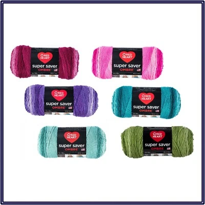 New Red Heart Super Saver Ombre Knitting Crochet Yarn 10 oz Skein 100% Acrylic - Image 1 of 4