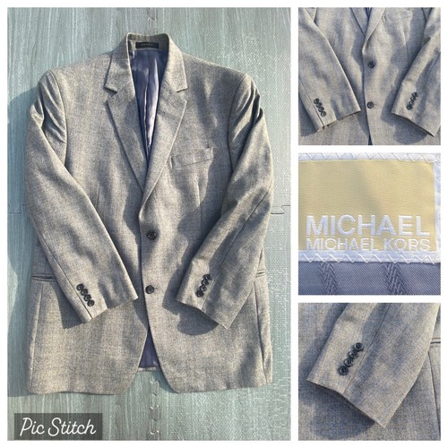 Michael Kors Blazer Giacca Lana Principe Galles Check 44R Grigio Marrone Cappotto Sportivo