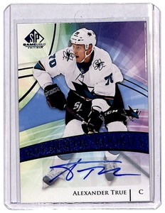 2020-21 SP Game Used Blue Autographs Alexander True Auto San Jose Sharks #148