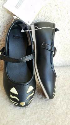 GYMBOREE девочка черный KITTY CAT MARY JANES плоскостях туфли ребенка ясельного возраста 7 8 новый с Ярлыками - Изображение 1 из 2