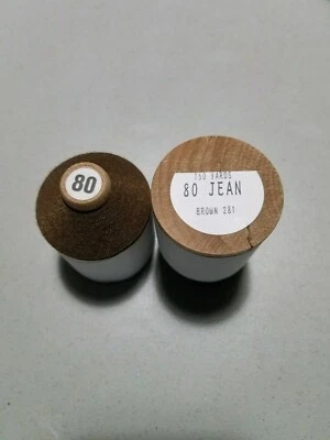 2oz=750yard Wood(or)4oz.Plastic-Spool/USA/No.80 JEAN THREAD Polyester Core&Cover - Image 1 of 2