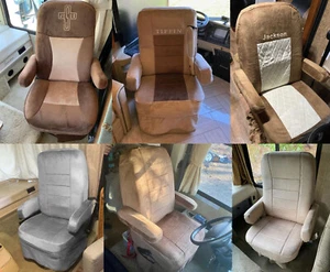 Bonitas fundas de asiento para silla Capitán RV de terciopelo de 16 onzas para autocaravana Winnebago Brave - Imagen 1 de 31