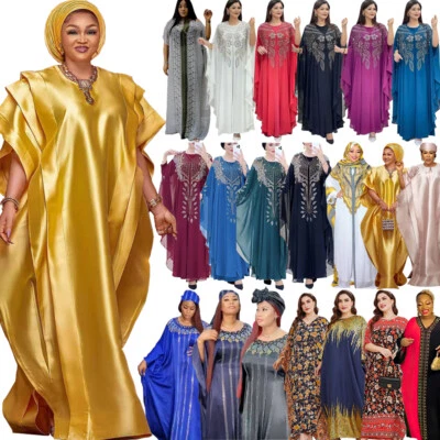 Women African Dashiki Abaya Kaftan Oversize Maxi Dress Muslim Dubai Farasha Robe - Image 1 of 4