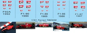 1/43 Decals per Ferrari F1-87 F1-86 F1-89 F1-90 F92 A TB Decal TBD958 - Imagen 1 de 1