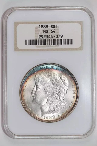 1888 MORGAN DOLLAR NGC MS64 PQ! RAINBOW PERIPHERAL! OLD FATTY HOLDER! Cover