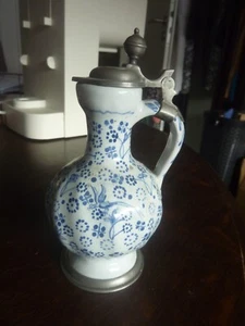 antikes Krügchen mit Zinndeckel von 1700 - Bild 1 von 6