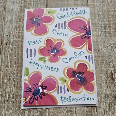 American Greetings Get Well Card 5X7 Red Floral Rest Relax Blue - Image 1 of 4