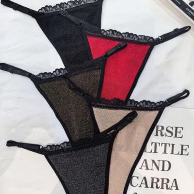 Paquete de 5 Sexy Mujer Bragas Tanga Tanga Tanga Bikini Lencería Corte Alto Ropa Interior Foto 1 de 4