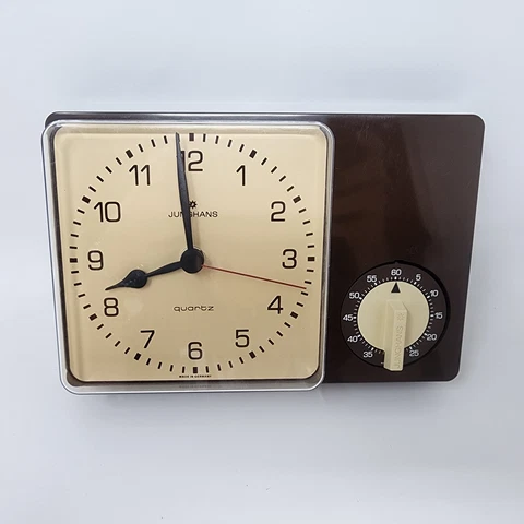 70s Space Age JUNGHANS Wall Kitchen CLOCK - with TIMER - Panton Bauhaus MCM EUC Cover