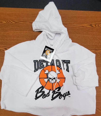 NWT - Detroit Pistons Bad Boys Ladies White Crop Hoody- Size XL Cover
