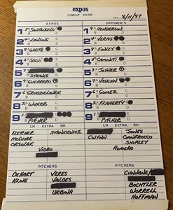 Vladimir Guerrero Game Used Lineup Card From Rookie Season Hit His 7th HR 1997 - Picture 1 of 2
