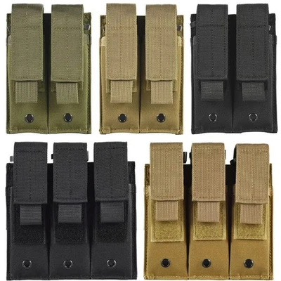Tactical 9mm Triple/Double Single Mag Pouch Military Pistol Rifle Magazine Pouch - Image 1 of 4