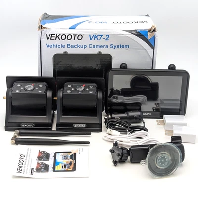 Vekooto 2 Magnetic Solar Wireless Backup HD Cameras w/ 7" Touchscreen | VK7-2 - Image 1 of 4