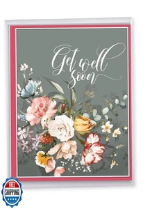 NobleWorks Jumbo Get Well Paper Card From Us 8.5 x 11 Inch with Envelope (1 P - Picture 1 of 5