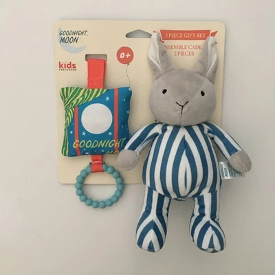 NEW “Good Night Moon” Bunny Plush  and Soft Toy Rattle Teether 2 Pc Gift Set - Image 1 of 4