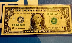 2013 B Duplicate Print ⭐️ STAR NOTE ERROR $1 Serial Number B01705624* F/W Print - Picture 1 of 5