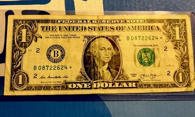 2013 B Duplicate Print ⭐️ STAR NOTE ERROR $1 Serial Number B01705624* F/W Print - Image 1 of 4