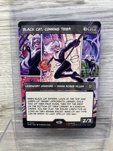 MAGIC THE GATHERING SPIDERMAN BLACK CAT CUNNING THIEF BORDERLESS RARE - Bild 1 von 2