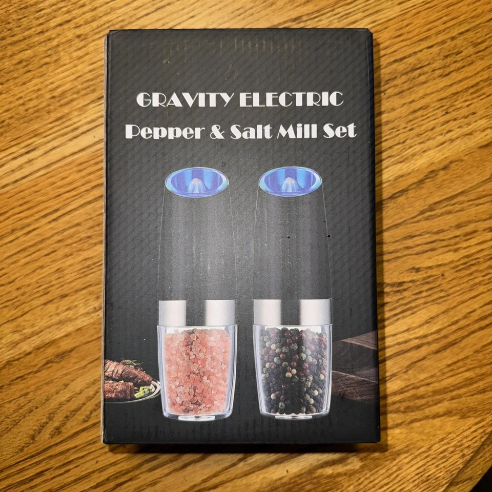 2 Pack Gravity Electric Salt and Pepper Grinder Mill Shaker Adjustable Automatic - Image 1 of 1