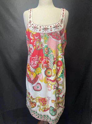 Nicole By Nicole Miller Dress Sz 14 Multi-color Paisley Floral Beaded Sleeveless - Image 1 of 4