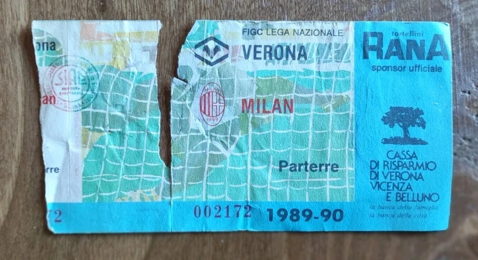 BIGLIETTO CALCIO SERIE A VERONA MILAN 1989/1990 - Immagine 1 di 1