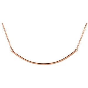 14K Gold Curved Bar Necklace 14K Rose Gold Line Bar White Rose Yellow Gold - Picture 1 of 12