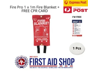 Fire Pro 1 x 1m Fire Blanket + FREE CPR CARD - Picture 1 of 3