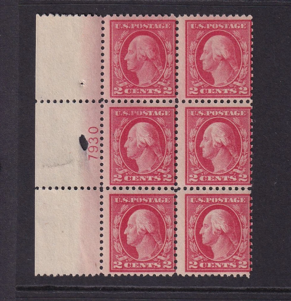 1917 Washington 2c carmine Sc 499 MNH nice original gum OG, plate block (5Y - Image 1 of 1