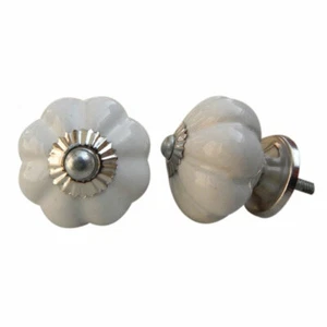 Pomello per ante armadio bianco puro 8 lati | Maniglia estraibile cassetto a forma di zucca - Foto 1 di 2
