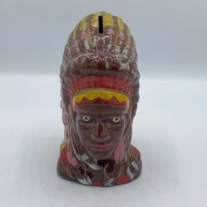Vintage Indian Chief Ceramic Coin Bank No Stopper - Picture 1 of 5
