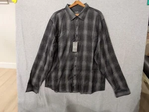 Camisa Armani Exchange Para Hombres 2XL Negra Cuadros Cuadros Abotonada Manga Larga Nueva con Etiquetas - Imagen 1 de 14