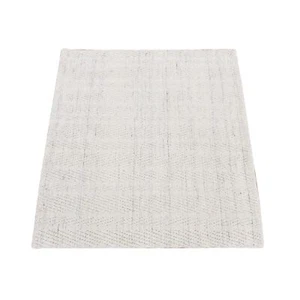 2'10"x3'2" Ivory Modern Design 100% Wool Hand Loomed Sample Mat Rug R87548 - Picture 1 of 7