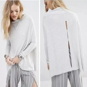 We The Free Lover Top Gr. XS Langarm Rückenschlitz gerippt Oversize Stehkragen - Bild 1 von 7