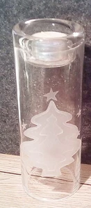 Li-0144c- Glas- Teelicht -Leuchter - mit Weihnachtsmann -Motiv - Weihnachtsdeko - Bild 1 von 1