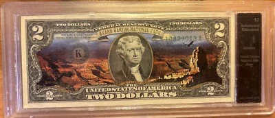 Grand Canyon National Park $2 Note Uncirculated Certified Sealed Colorized Note  - Image 1 of 2