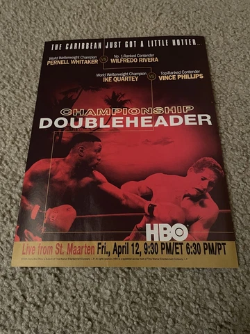 Vintage 1996 PERNELL WHITAKER vs WILFREDO RIVERA HBO BOXING Poster Print Ad Cover