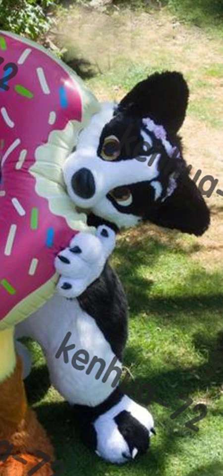 Fantasia de mascote de raposa de cachorro Husky de pele longa traje de Halloween cosplay #132 - Imagem 1 de 3