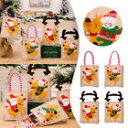 Christmas Decorations Striped Tote Bag Cartoon Deer Snowman Pattern Gift Bags