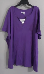 Woman’s Basic Editions Short Sleeve Pullover Purple Blouse Top.sz 4x - Picture 1 of 8