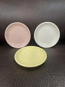 Vintage 3 MCM Speckled Pastel Imperial Ware Melamine Mini Plates Coasters. - Bild 1 von 7