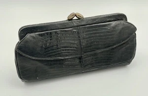 Vintage Fulco Providence RI Black Snake Skin Dual Pocket Clutch Purse  - Picture 1 of 8