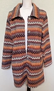 NUEVO SIN ETIQUETAS Chaqueta de Abrigo Largo Naranja Marrón California Hippie Mujer Grande Mystree - Imagen 1 de 9