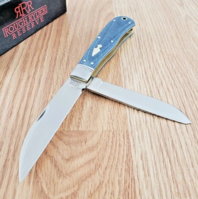 Rough Ryder Reserve Heavy Trapper Pocket Knife D2 Steel Blades Micarta Handle - Image 1 of 4