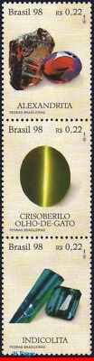 2662A BRAZIL 1998 GEMSTONES, GEMS, MINERALS, GEOLOGY, MI# 2805-07, SET MNH - Image 1 of 2