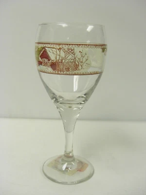 JOHNSON BROTHERS Johnson Bros Covered Bridge Wine Glasses 7.5" tall, 2.75 diameter.