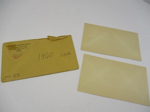 1960 US Silver Proof Set Coin Flat Pack Envelope Only, Small Date, No Coins, GC Cover