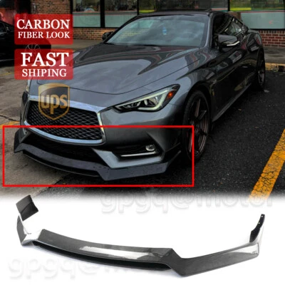 Divisor de barbilla de parachoques delantero estilo RS de fibra de carbono para Infiniti Q60 2017-2022 Foto 1 de 4