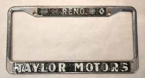 Vintage RENO TAYLOR MOTORS VOLVO SAAB ALPHA ROMEO Dealer License Plate Frame - Picture 1 of 9